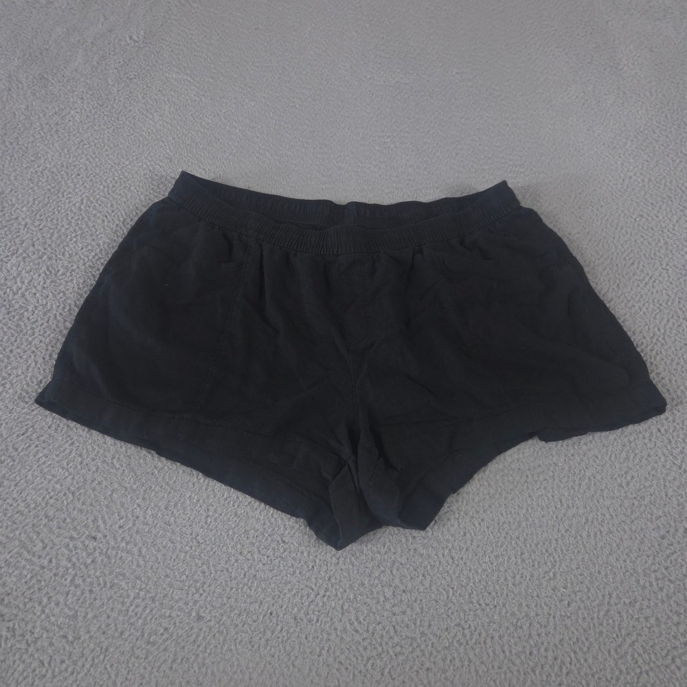 Old Navy Shorts Womens 2X Black High-Waisted Linen-Blend Elastic Waist Pockets